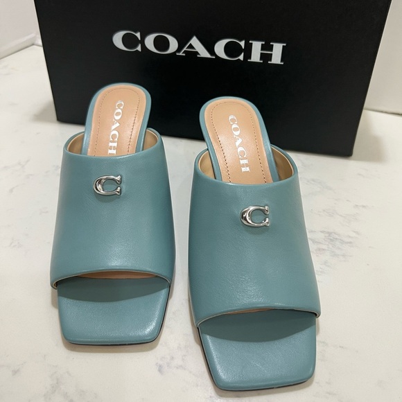 Coach Women's Teal Mules with Silver Accent - Picture 1 of 11